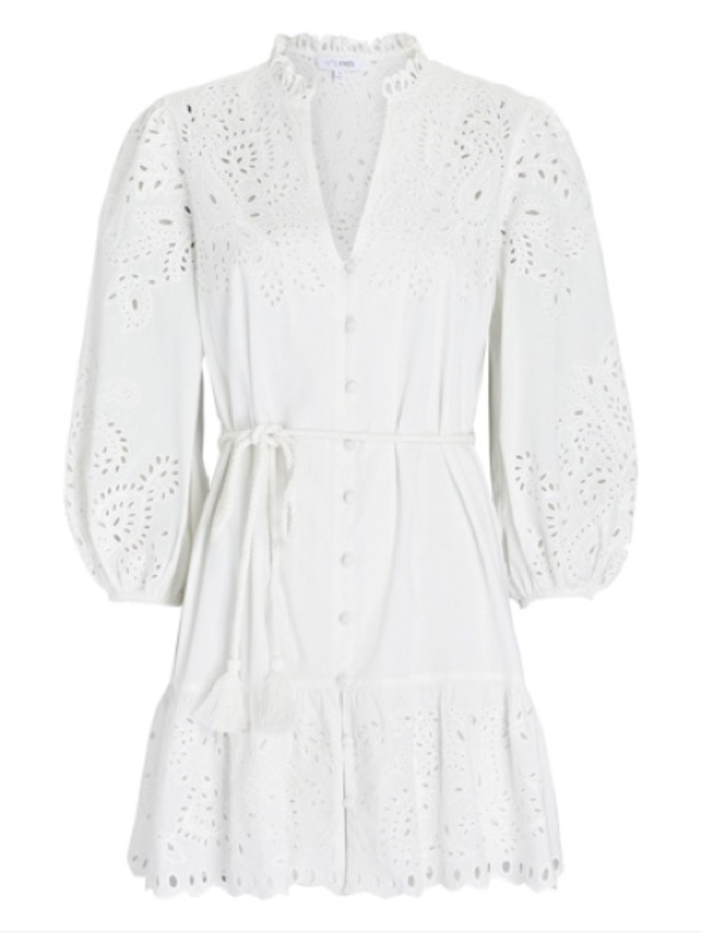 Intermix Leah White Eyelet Button-Down Mini Dress